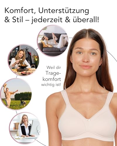 Susa BH Damen ohne Bügel Topsy I Damen-BHS mit vorgeformten Cups I Hoher, optimaler Halt I Aus strapazierfähigem Material I Marine I 75C – Ansicht 5