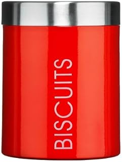 Round Biscuit Tin Red Enamel