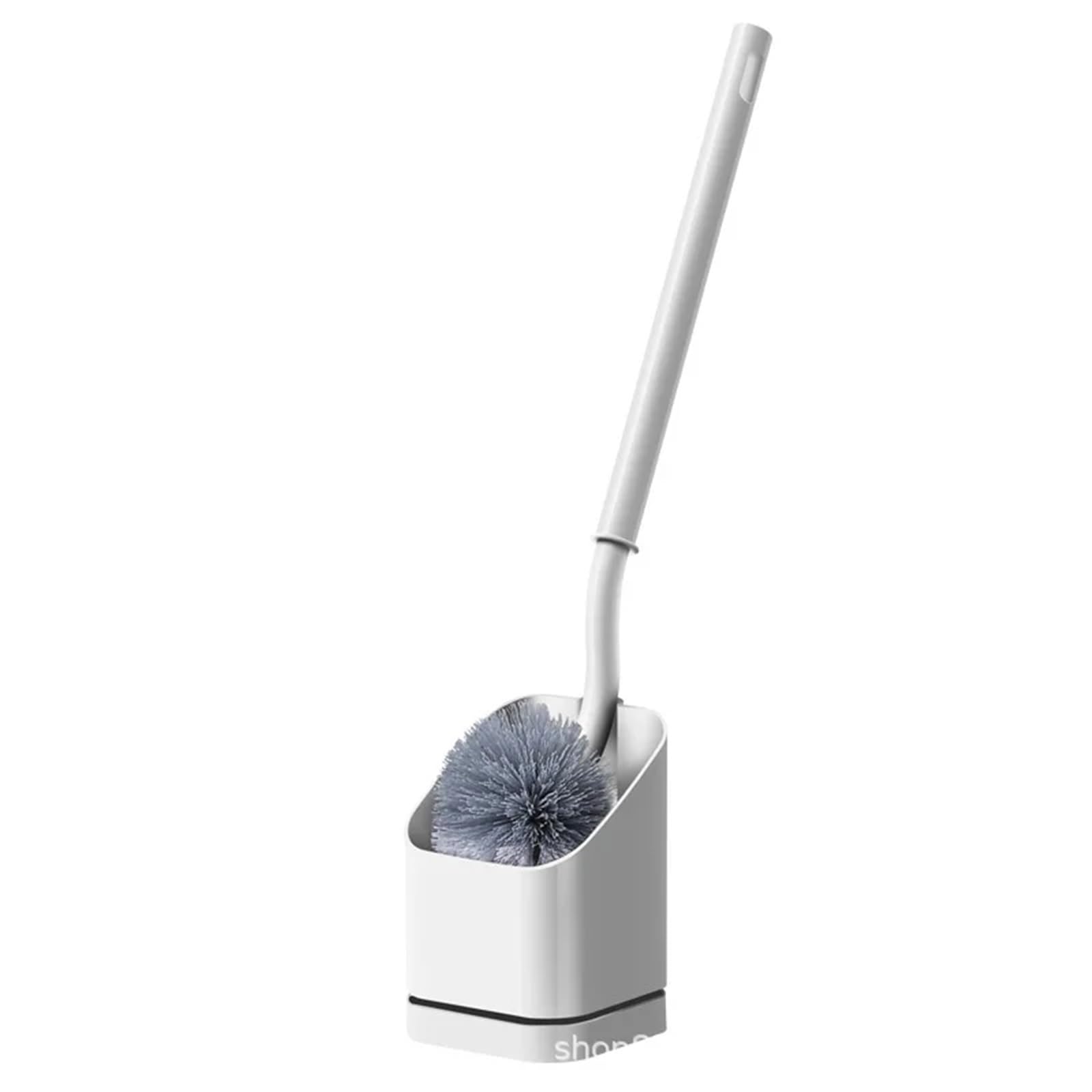 Cepillo de inodoro multifunción sin esquinas muertas, cepillo de pelo suave de mango largo con combinación de base (azul oscuro) (un color blanco)