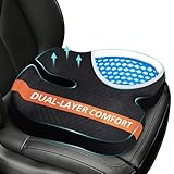 Car Seat Cushion for Long Sitting - X Large Premium Gel & Memory Foam Office Chair Cushion for Back,Sciatica,Coccyx,Tailbone Pain Relief, Driver Pillow for Auto, Gaming,Desk, Wheelchair,Truck (Black)