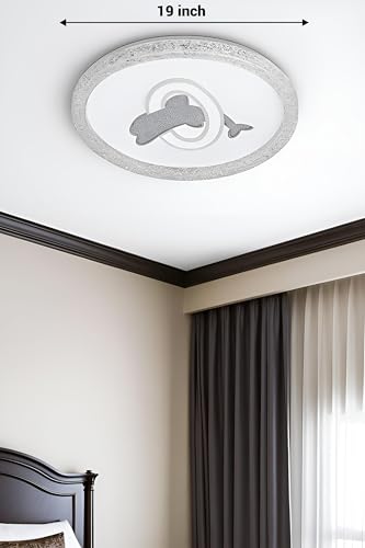 Image of FILLISKA Aluminium Luxurious 3 in 1 Led Ceiling /Wall Chandelier Light with 3 Step Colour Changing Function (White Round Dolphin-7915)(1 Year Warranty)