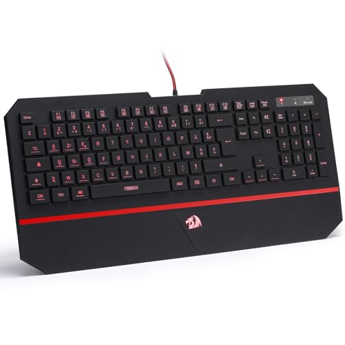 Redragon K502 Clavier De Jeu À Membrane Filiaire, avec Repose-Poignet, Touches Multimédia, Mince, Durable, Silencieux, Ergonomique, AZERTY FR, Parfait pour...