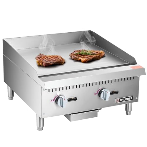 WILPREP Commercial Gas Griddle, 36 in. Gas Countertop Griddle with 3 30000 BTU U-Shaped Burners, NG LPG Compatible Flat Top Grill Hot Plate with Independent Knob Controls for Home Commercial Kitchen