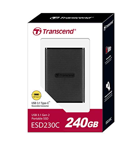 Transcend 240GB, External Solid State Drive, ESD230C, USB 3.1 Gen 2, Type C 3 41mMRq4eJaL