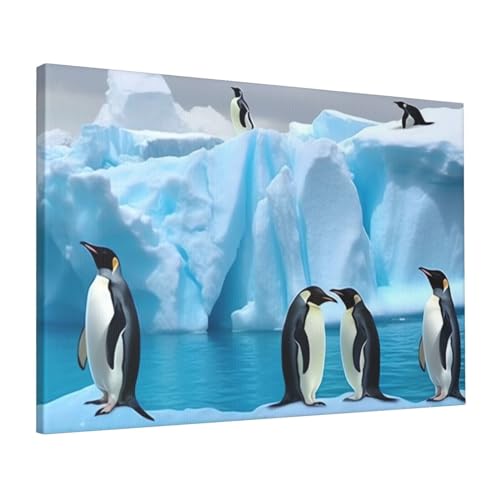 Tableau moderne pingouins sur l'iceberg - Décoration murale chambre et salon
