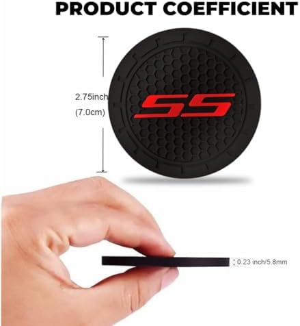 2Pcs Car Cup Holder Coaster for Camaro SS Accessories Auto Anti Slip Cup Holder Insert Coaster Car Interior Accessories (SS)