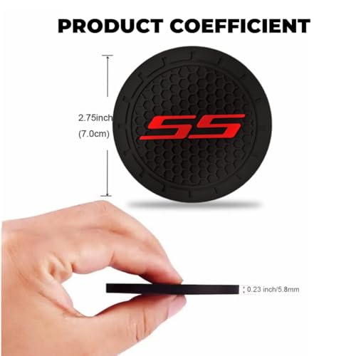 2Pcs Car Cup Holder Coaster for Camaro SS Accessories Auto Anti Slip Cup Holder Insert Coaster Car Interior Accessories (SS)