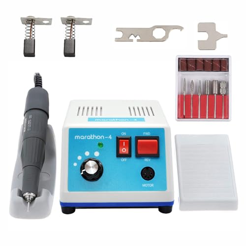 Zcafmfzf Upgraded Marathon-4 Micromotor For Woodcarving, Jewelry, Ceramics, H37L1 Handpiece - 35,000RPM Stepless Speed Control with Foot Pedal