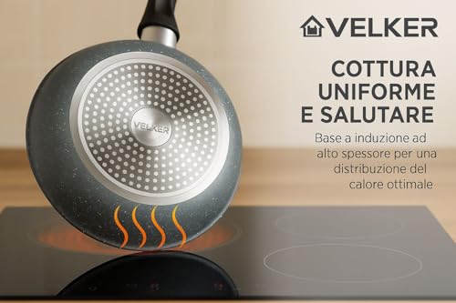 Velker - batteria da cucina a induzione 8 pezzi - kit pentole a induzione con rivestimento antiaderente adatto a tutti i piani cottura. Set pentole cucina - immagine 4