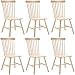 DM Furniture Dining Room Chairs Set of 6, Windsor Dining Chair with Spindle Back, Farmhouse Armless Side Chair, Solid Wood French Country Kitchen Chairs for Home/Patio/Restaurant, Natual