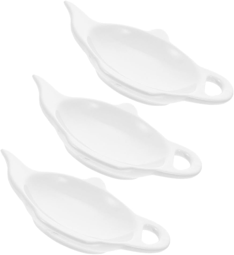 3pcs Teapot Shape Ceramic Tea Bag Holder Dish Teabag Organizers Tea Party Accessory