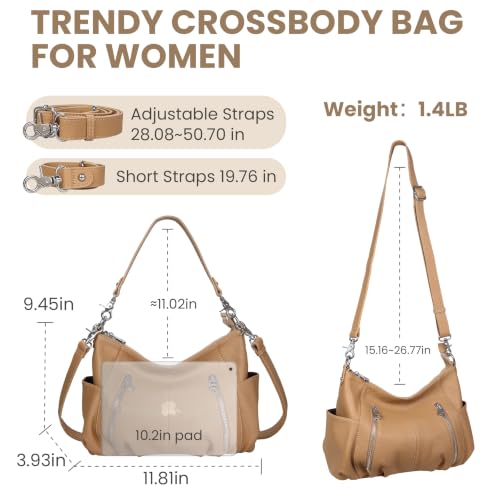 Image of HESHE Genuine Leather Purses for Women Shoulder Hobo Bag Crossbody Satchel Handbags Designer Ladies Totes Purse