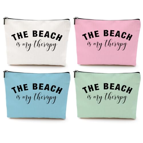 4PCS Beach Vacation Makeup & Toiletry Bags for Women