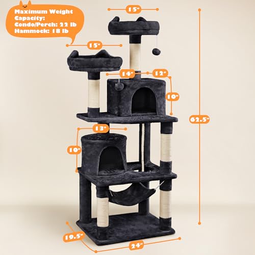 Árbol para gato negro de 24 x 19 x 62 pulgadas miniatura 7