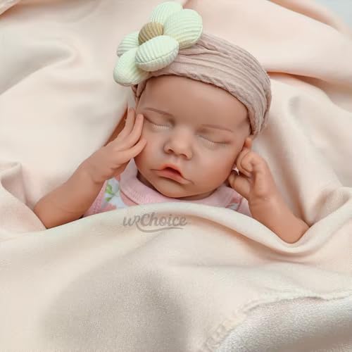 44 cm große, realistische Silikon-Babypuppe, Mädchen, offener Mund, süßes Gesicht, handbemalte Reborn-Puppe, lebensechtes Neugeborenes für Senioren und Kinder – Bild 4