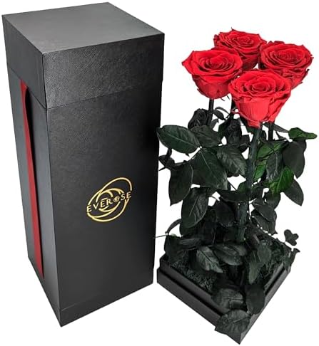 Amazon.com: EVEROSE Preserved Real Rose Flowers for Delivery Prime – 4 ...