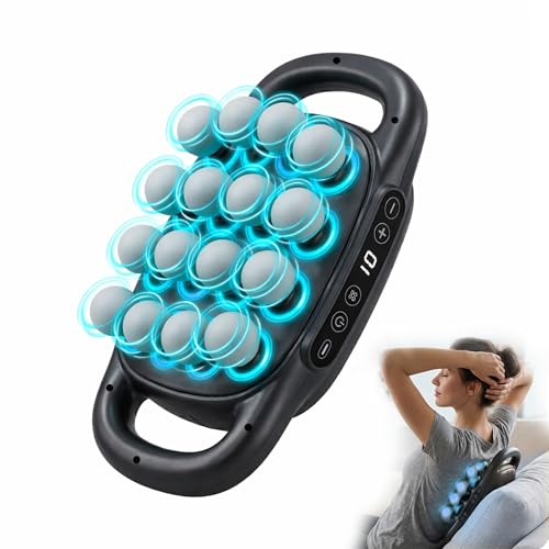 16 Head Massage Gun Deep Tissue Percussion Massager with Red Light Therapy | Multi Head Massager Gun for Muscle Recovery Back Pain Relief | Professional Full Body Massager 9 Modes & 30 Intensities