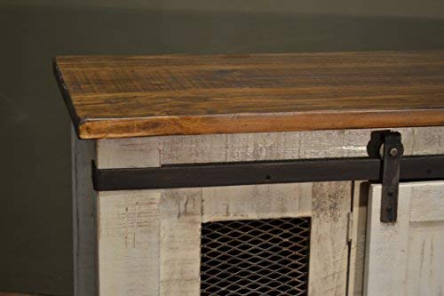 Crafters And Weavers Greenview White 60" Tv Stand/Sideboard/Console Table With Sliding Doors #TOP4