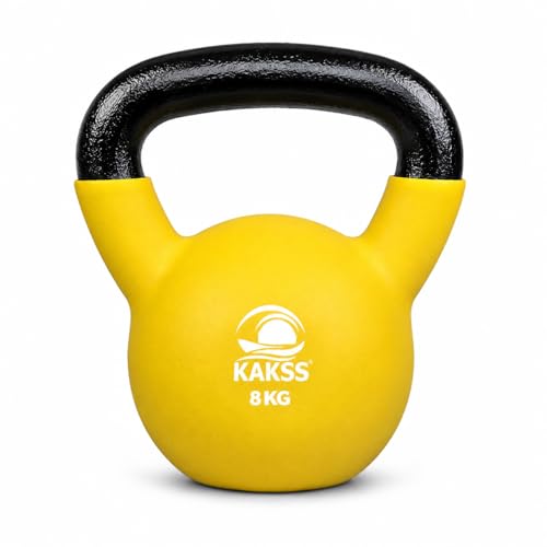 Image of Kakss Half Coating Neoprene Kettlebell (Yellow, 8 KG)