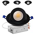 Adetu 4 inch 5CCT Gimbal Black Led Recessed Lights, 360°+90° Adjustable Directional Recessed Lighting, 2700K-5000K Dimmable Retrofit Eyeball Can Lights with Jbox, ETL&Energy Star(Black,1 Pack)