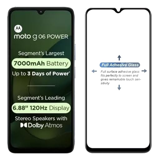 Image of amazon basics Tempered Glass Screen Protector Compatible with Moto G06 Power 5G Transparent Protective Film [Clear HD] - Pack of 2