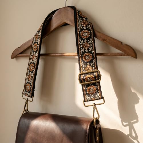 Image of Flower Purse Strap Replacement Embroidery Crossbody Shoulder Strap for Handbag Canvas Purse Extender Accessories
