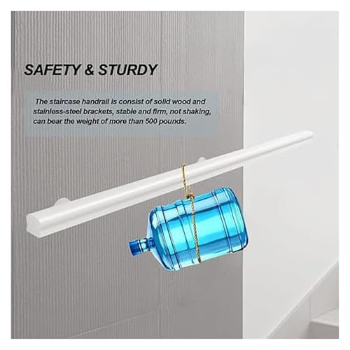 Kit de main courante en bois blanc 450cm pour escaliers métalliques - 5