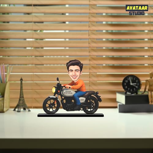 Image of Personalized Motorcycle Rider Caricature Gift Custom Photo Stand Birthday Gift for Husband Boyfriend Friend Unique Biker Cartoon Photo Frame (Motorcycle Rider-3)
