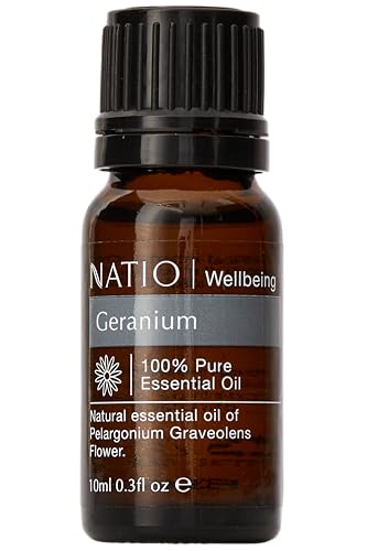 Natio Australia Wellbeing Pure Essential Oil - Geranium 10ml - Floral 100% Pure & Natural Essential Oil - Uplift & Balance the Body, Mind & Soul - Made in Australia