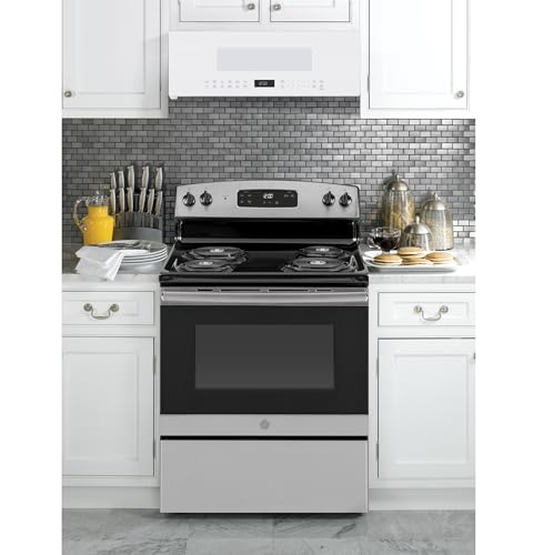 Image of GE Profile 30 inch Over-the-Range Low Profile Microwave, 1.2 Cu. Ft., 1000 Watts, 400 CFM Hood Vent, LED Lighting, Auto Defrost, Installer-Friendly, White, UVM9125DYWW