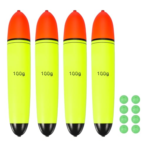 YELARXI Fishing Slip Bobbers, EVA Foam Bobbers Slip Floats with Fish Beads, 3.5 Oz Floatage Fit for Perch Carp Bass Fishing Corks Saltwater Freshwater (4 Pack, Red/Yellow)