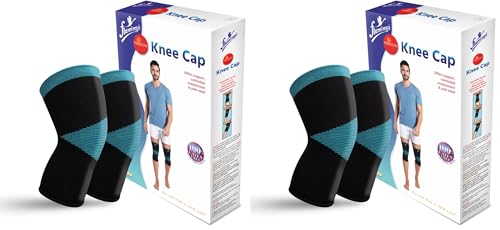 Image of Flamingo Premium Knee Cap | Knee Support Cap for Gym, Sports, Joint Pain Relief, Exercise, Running, Cycling, Workout, Arthritis | Knee Cap for Men and Women | Size- L | 1 PAIR | (Pack of 2)