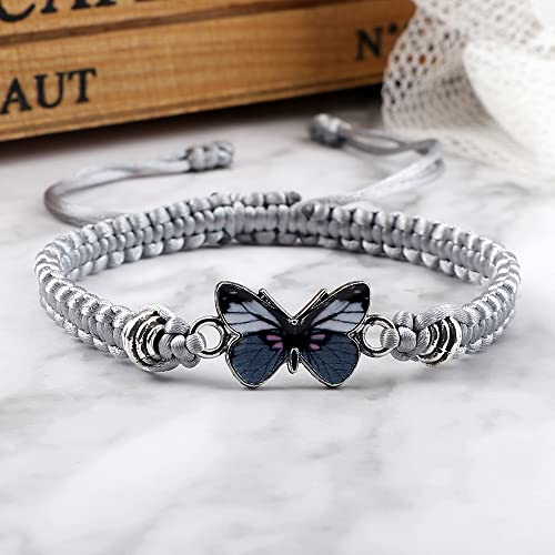 Fuqimanman2020 Colorful Butterfly Charm Bracelet String Handmade Woven Adjustable Braided Rope for Couple Women Friendship BFF Party Family Jewelry2
