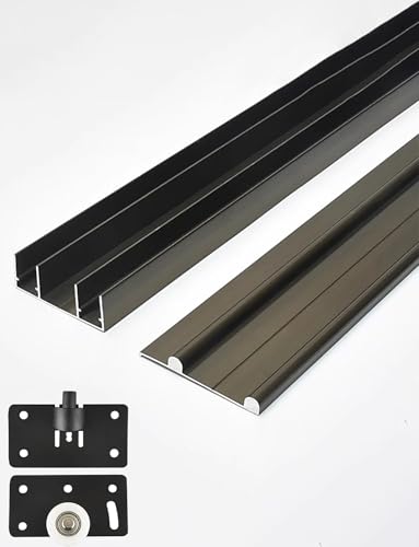 Juego de puerta corredera de triple riel para armario y puertas de cristal, kit de repuesto de deslizador silencioso