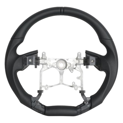 JIANGGAI All Black Full Leather Steering Wheel, D-Shaped Flat Bottom Perforated Leather Grip Car Steering Wheel Fit for Toyota 4Runner 2010-2024/Tundra 2014-2021/Tacoma 2012-2023