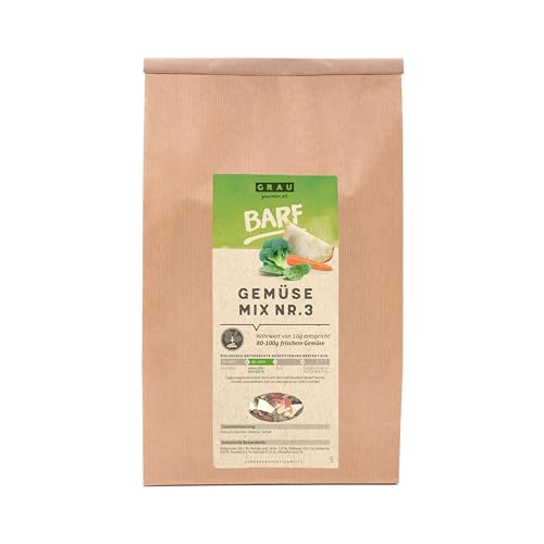 GRAU – das Original – Trockengemüsemischung zum BARFen für Hunde - Gemüsemix \"Mischung Nr. 3\", 1er Pack (1 x 1,2 kg), Ergänzungsfuttermittel für Hunde