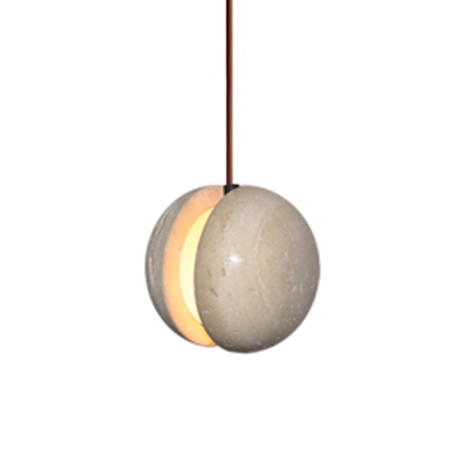 MTNROO Japanese Wabi-sabi Style Pendant Lights Natural Travertine Hanging Light Spherical Shape Stone Ceiling Light Chandelier G9 Base Vintage Suspensiom Lighting Fixture for Restaurant