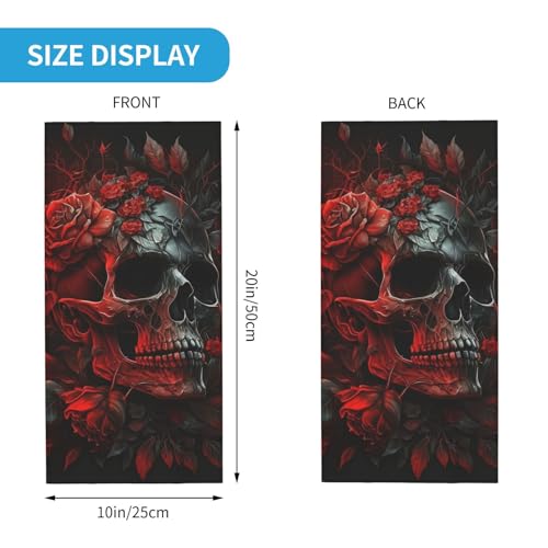 Máscara facial y de cuello con diseño de calavera y flor roja para mujeres y hombres - Pañuelo multifunción para motocicleta, ciclismo, esquí y fiestas miniatura 3