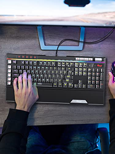 Rosewill Blitz K50 Rgb Br Wired Gaming Tactile Mechanical Keyboard, Outemu Brown Switches, 14 Rgb Led Backlight Effects, Nkro, Anti-Ghosting, 6 Macro Keys, Dedicated Media Controls, Usb Passthrough #TOP1
