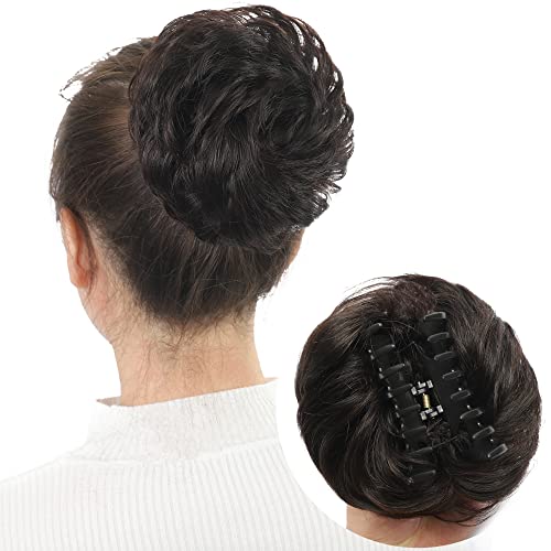 QIAORUIXIN Claw Clip in Hair Bun Messy Curly Clip in Claw Hair Hairpieces Combs add Ponytail Hair Pieces Synthetic Hair Extensions for Women（Natural black#）
