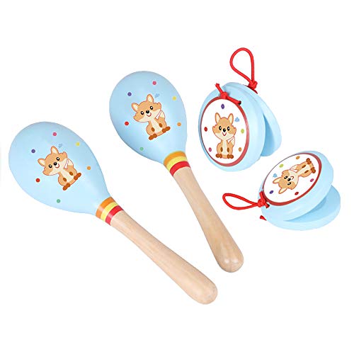 Kids Musical Instruments Sets, 12pcs Wooden Percussion Instruments Toys Tambourine Xylophone for Kids Playing Preschool Education, Early Learning Musical Toys for Boys Girls Gift (Blue)