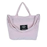 Ruilogod Travel Shopping Schulbüro Kosmetische Laptop Bücherhalter Reißverschluss Verschluss Handtasche Messenger Schulter Tragetasche Hellrosa