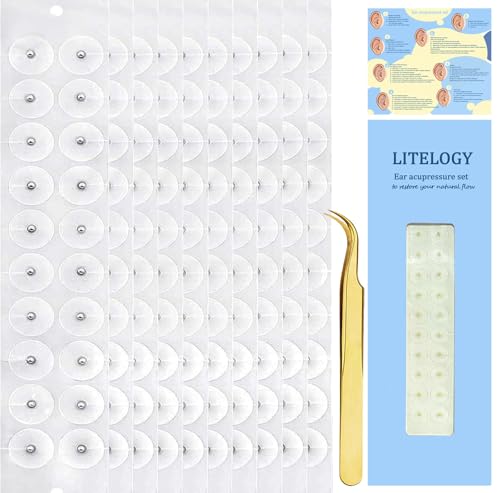Ear Seeds Acupuncture Kit - Acupressure with Ears Seed, with Bonus Free Chart and Brass Acupressure Probe - for Balance & Wellness (Silver-200pcs)