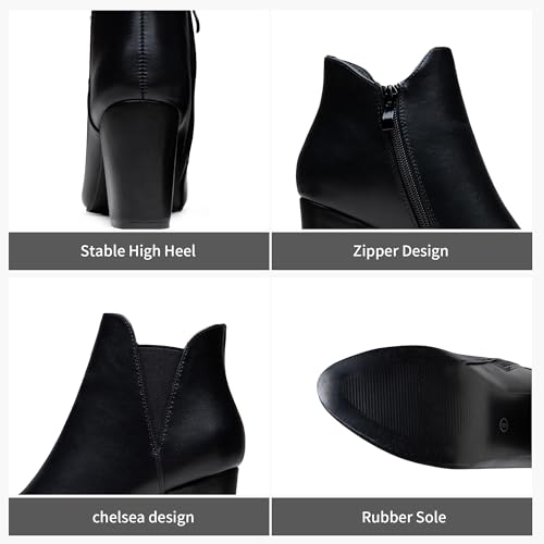 Vepose Women's Chelsea Ankle Boots Chunky Heel, Fall Dressy Booties Low Heel, Pointed Toe Short Boot with Inside Zipper3