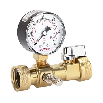 0-300psi Air Over Water Test Kit, 2” Dial, 1/4" NPT Lower Mount, with Brass Tee Connection