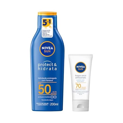 NIVEA SUN Protetor Solar Protect & Hidrata FPS 50 200ml + NIVEA SUN Protetor Solar Facial Toque Seco Antissinais FPS 70 40ml