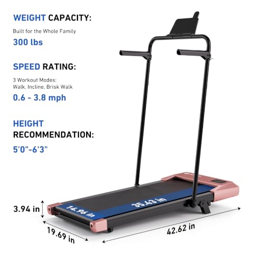 Image of DeerRun Walking Pad with 6% Incline, 3 in 1 Under Desk Treadmill for Home Office & Small Spaces, 2.5HP Quiet Walking Pad Treadmill with 300lb Capacity, 0.6-3.8MPH, App & Remote Control