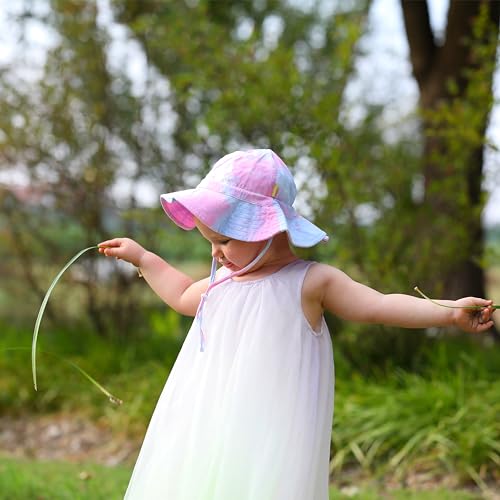 Baby Girls Sun Hat Cute Flower Toddler Summer Outdoor Infant Beach Wide Brim Flowers and tie dye4