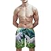 Men & Boys Classic Fit Swim Trunks for Beach Gym Sport Quick Dry Drawstring Basic Board Shorts with Pockets, Underwear Two Unicorns in Rainbow Magical Meadow Art Fashion Cargo Short