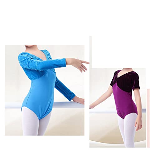 Legou Vestido infantil de balé de manga curta, macacão de veludo para apresentações de dança latina,